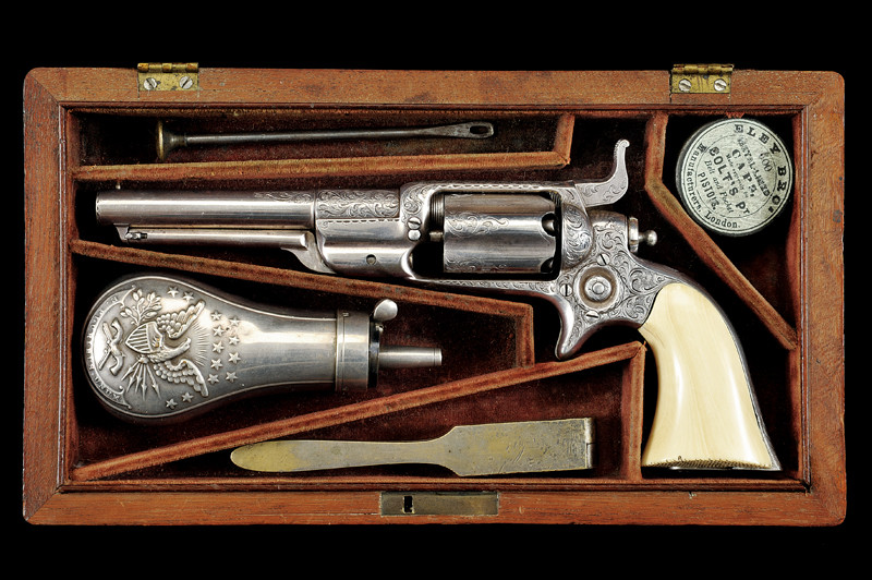 Colt Model 1855 Root placcata in argento dedicata al Colonnello Lewis R. Stegman, con cassetta