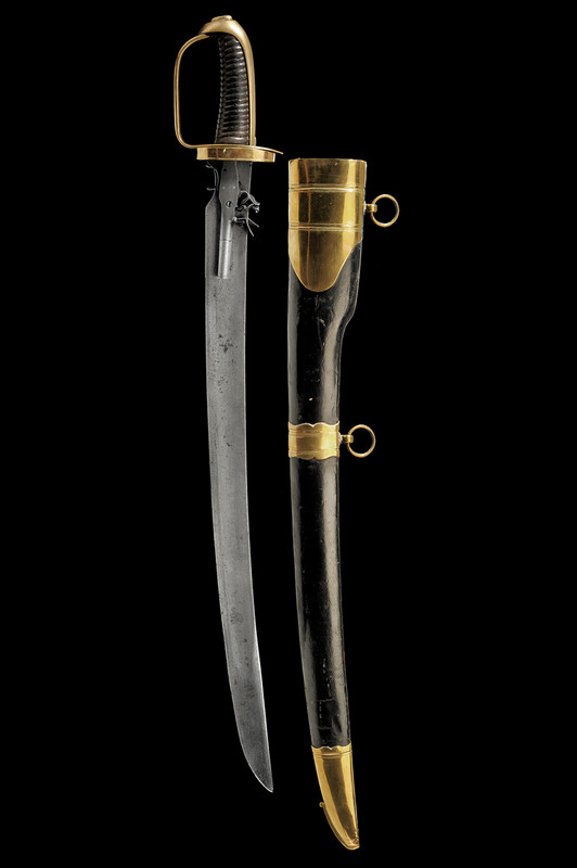 Sciabola da marina combinata con due pistole a pietra focaia