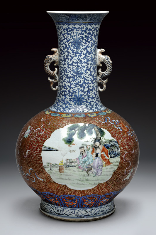 Grande vaso famiglia rosa marcato Qianlong