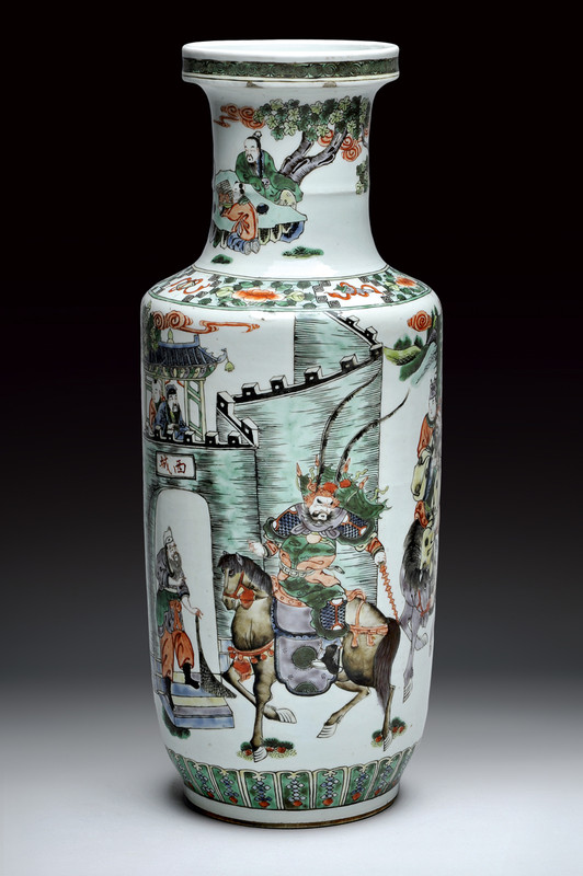 Bel vaso rouleau in porcellana famiglia verde