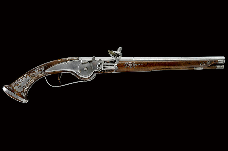 Elegante pistola a ruota della bottega di Hans Schmidt