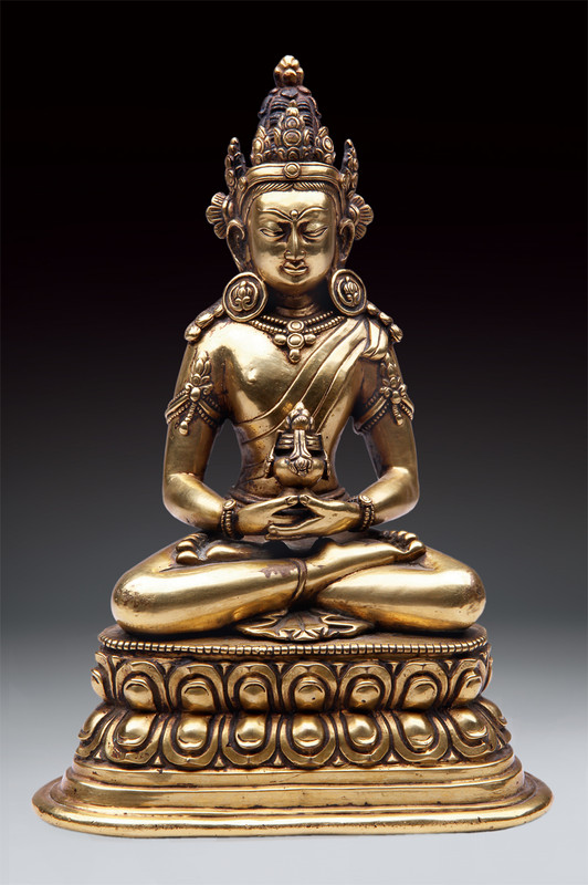 Statua di Amytayus in bronzo dorato in stile Kangxi