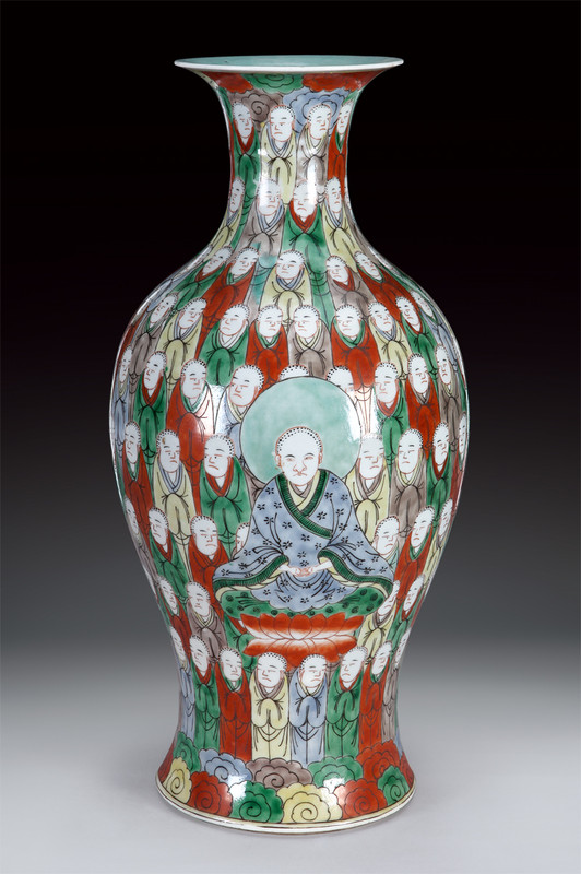 Vaso in porcellana a decoro Buddhista