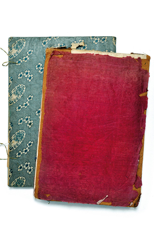 Due album con dipinti su carta di riso