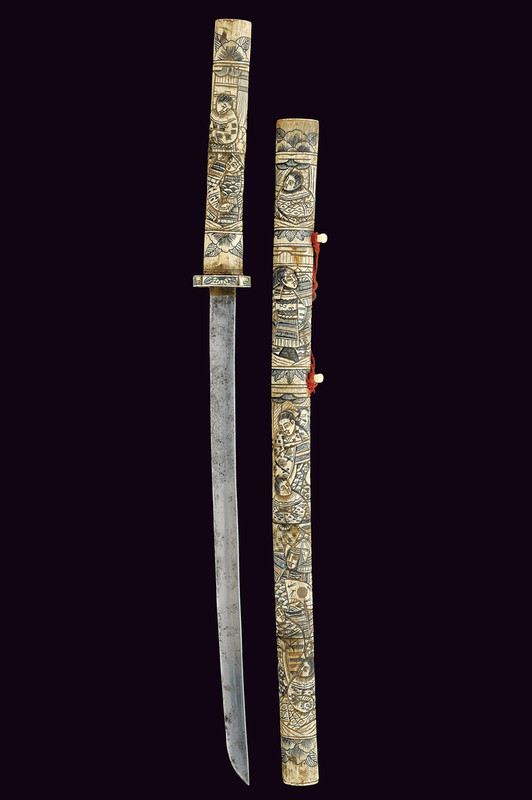 Wakizashi con montatura in osso