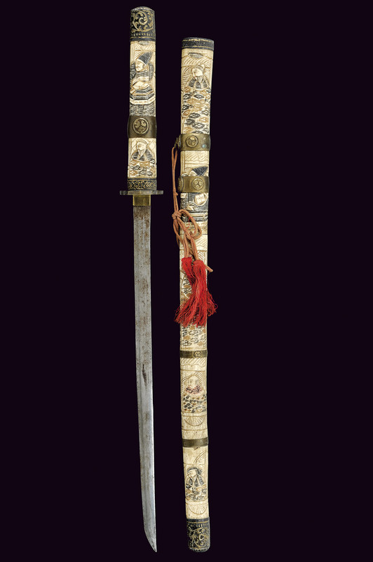 Wakizashi con montatura in osso