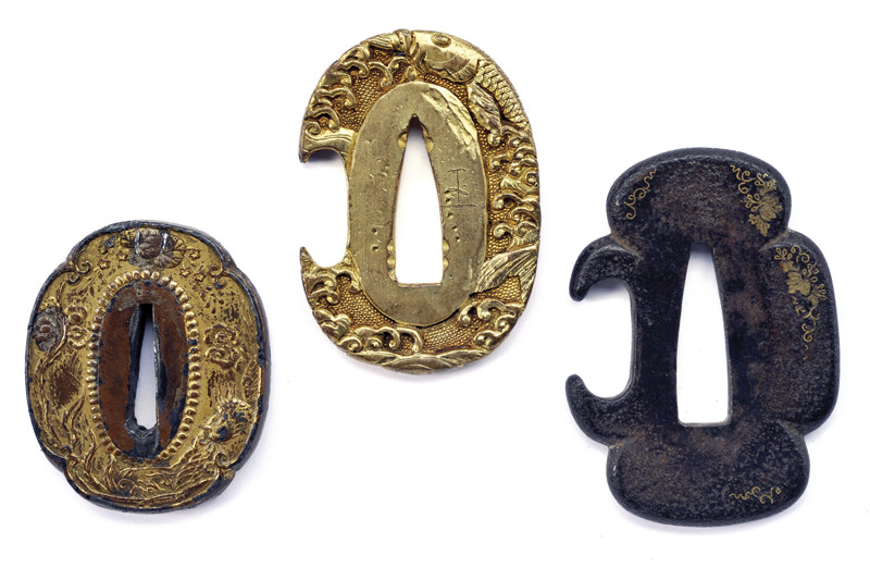 Lotto di tre tsuba da tanto