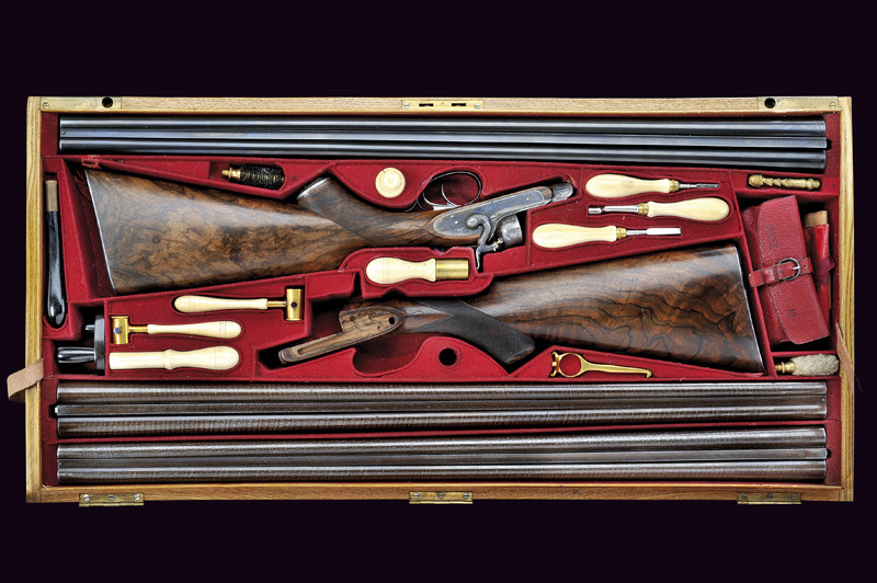Doppietta Purdey a percussione centrale con cassetta originale