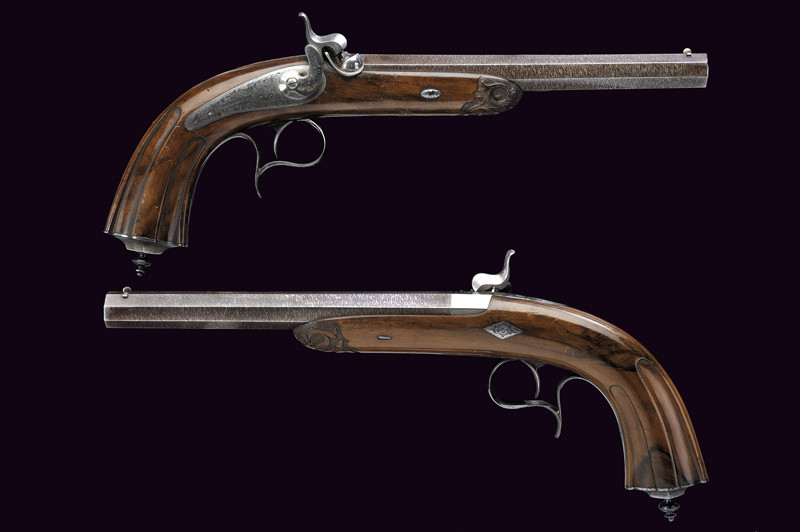 Paio di pistole a luminello da tiro, di Bourgaud