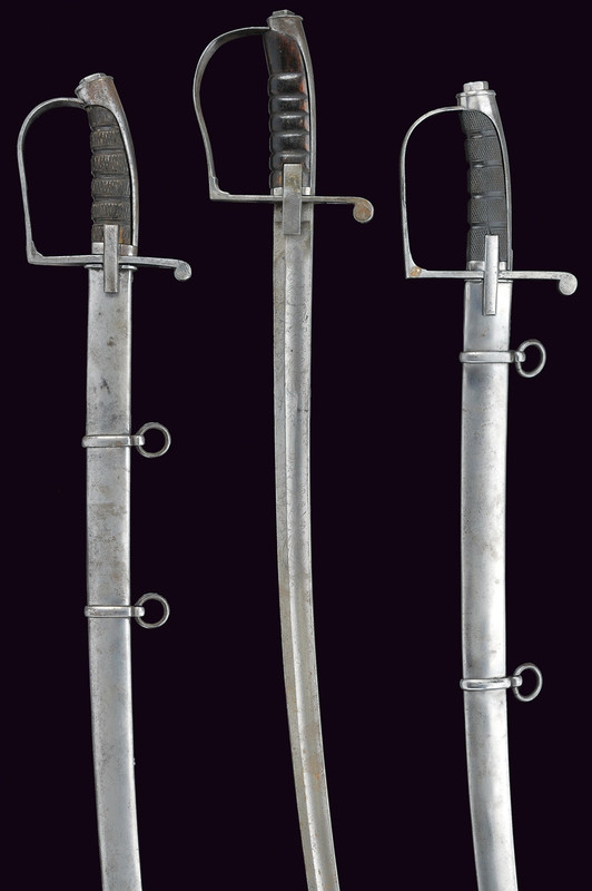 Lotto di tre sciabole da ufficiale mod. 1855