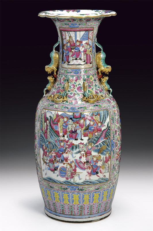 Grande vaso in porcellana famiglia rosa