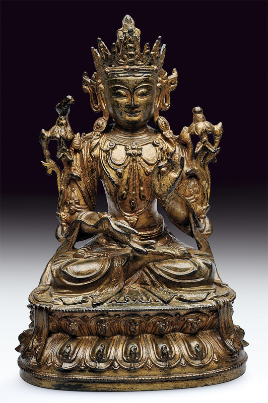 Padmapani in bronzo con doratura a freddo