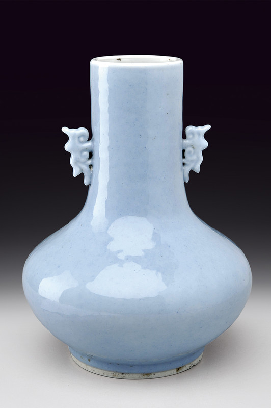 Vaso in porcellana claire de lune marcato Kangxi