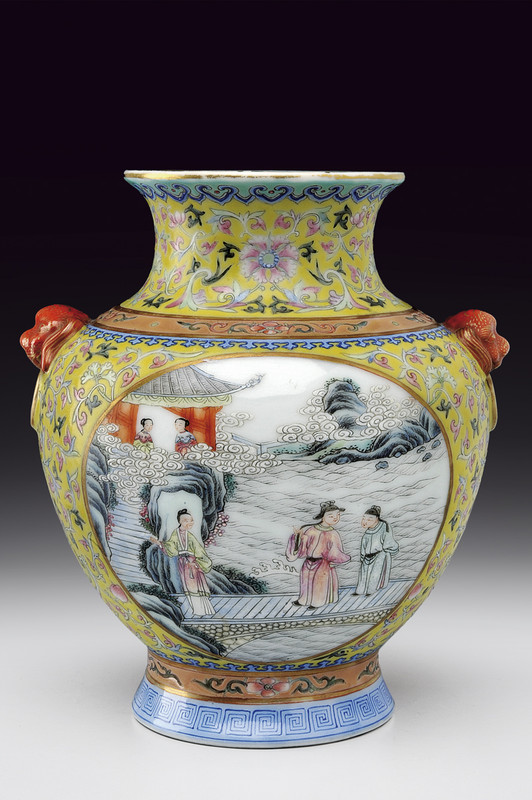 Bel vaso in porcellana famiglia rosa marcato Jiaqing
