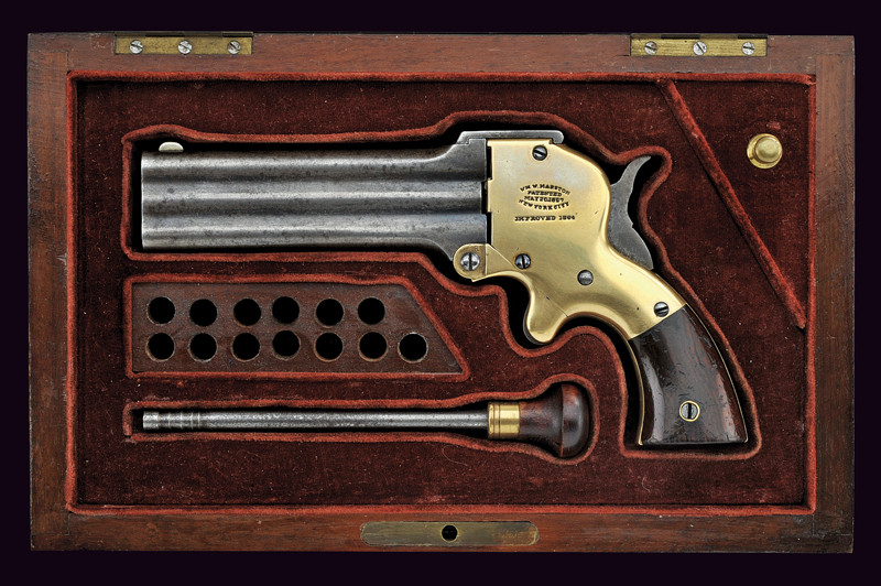 W. W. Marston Three-Shot Pocket Pistol in cassetta