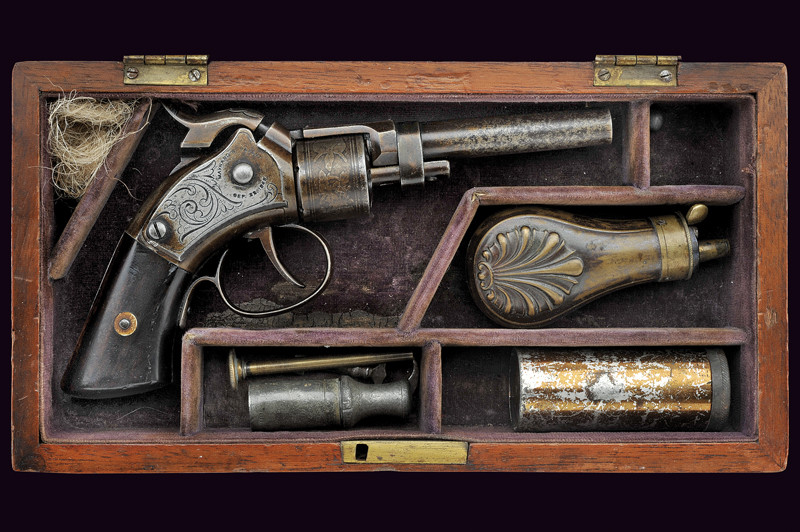 Mass. Arms Co. Maynard Primed Pocket Revolver in cassetta