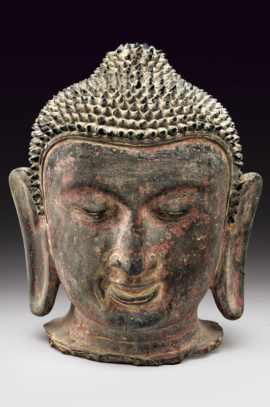 Testa di Buddha in cartapesta