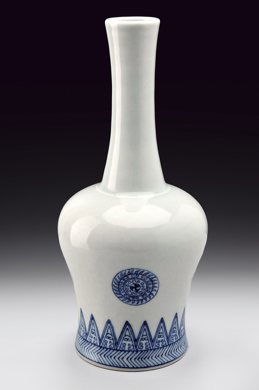 Bel vaso in porcellana bianco e blu