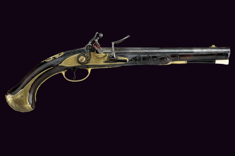 Bellissima pistola a pietra focaia di Georg Keiser di proprietà nobiliare