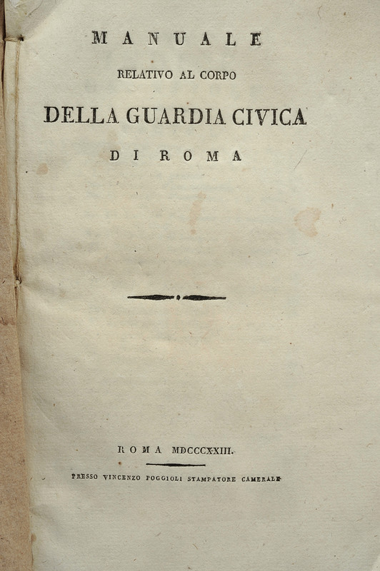 \"Manuale relativo al corpo della Guardia Civica di Roma\"