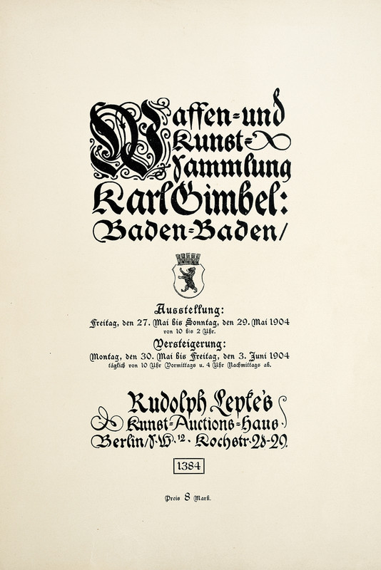 Catalogo Lepke\'s della Collezione d\'armi Karl Gimbel
