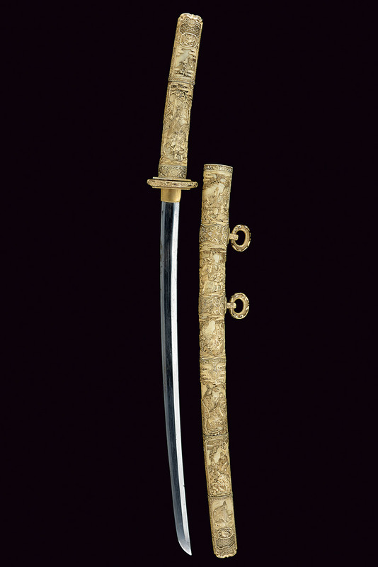 Katana con fornimenti intagliati