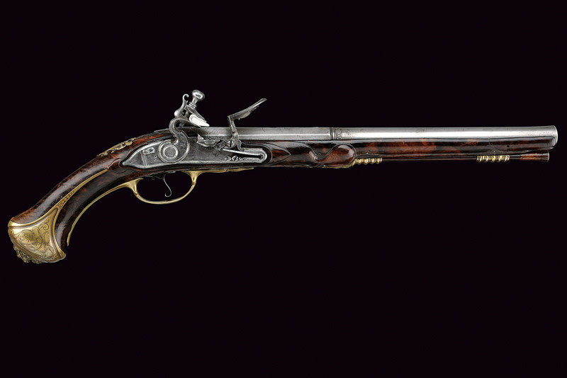Importante pistola a pietra focaia di Lorenzoni