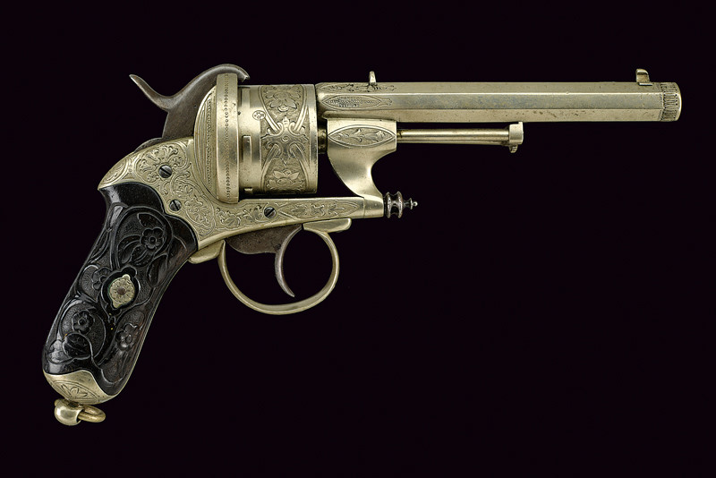 Rarissimo revolver a spillo Chamelot-Delvigne di lusso