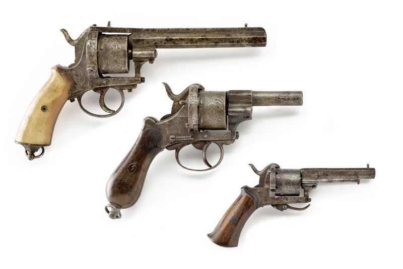Lotto di tre revolver a spillo