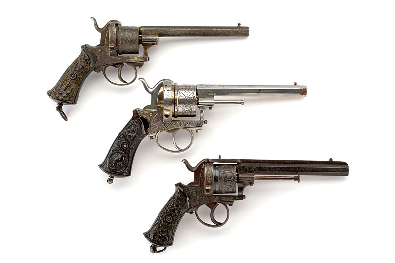 Lotto di tre revolver a spillo