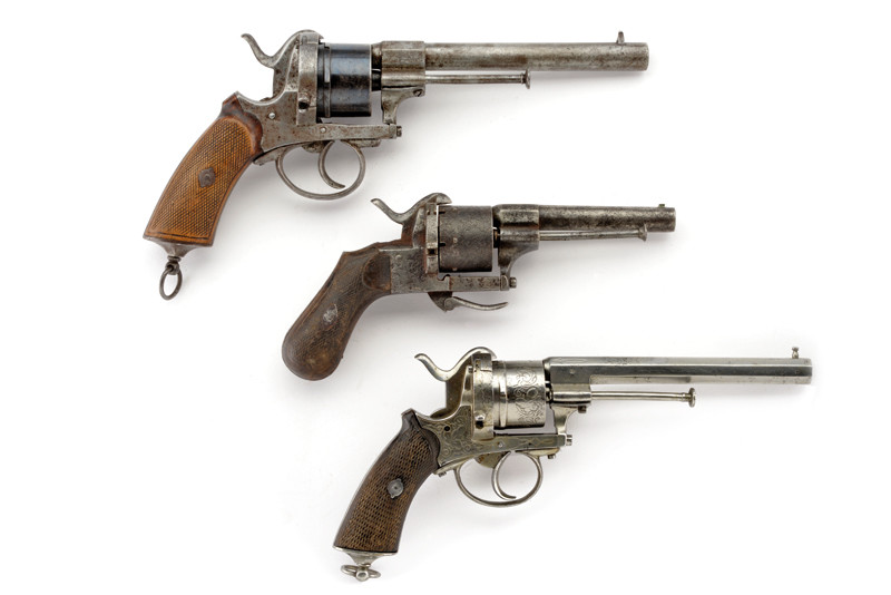 Lotto di tre revolver a spillo