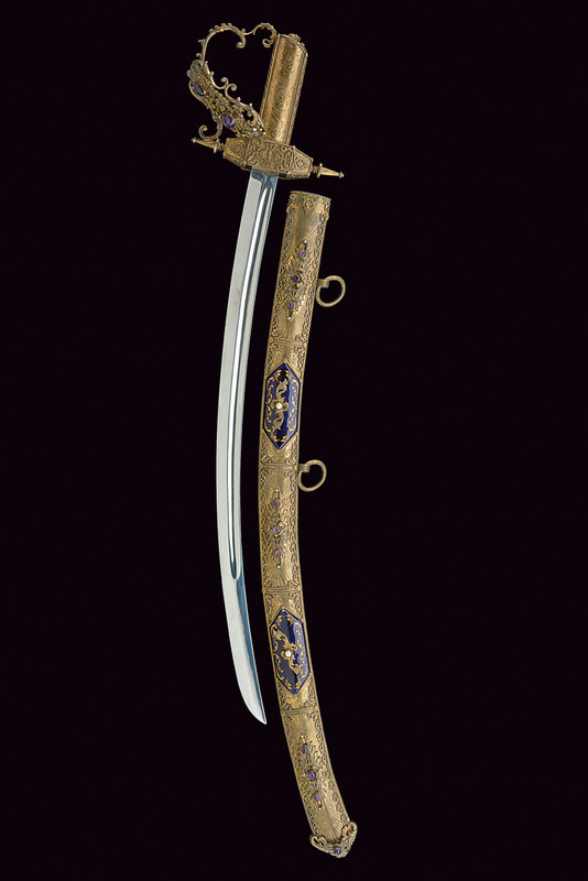 Sciabola decorativa con fornimenti in argento