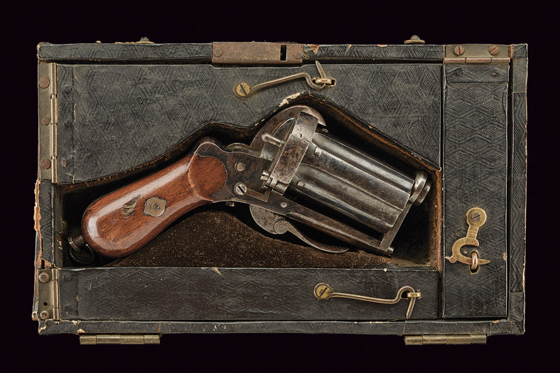 Pepperbox revolver a spillo in cassetta