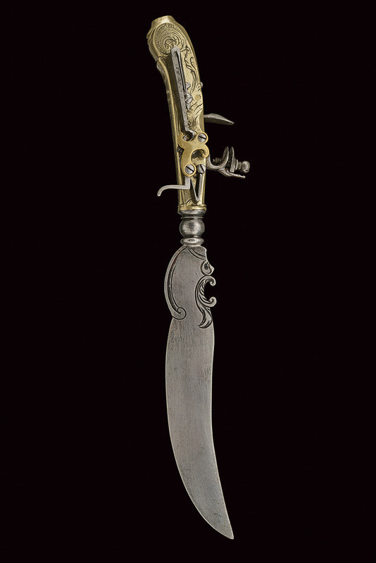 Coltello con pistola a pietra focaia