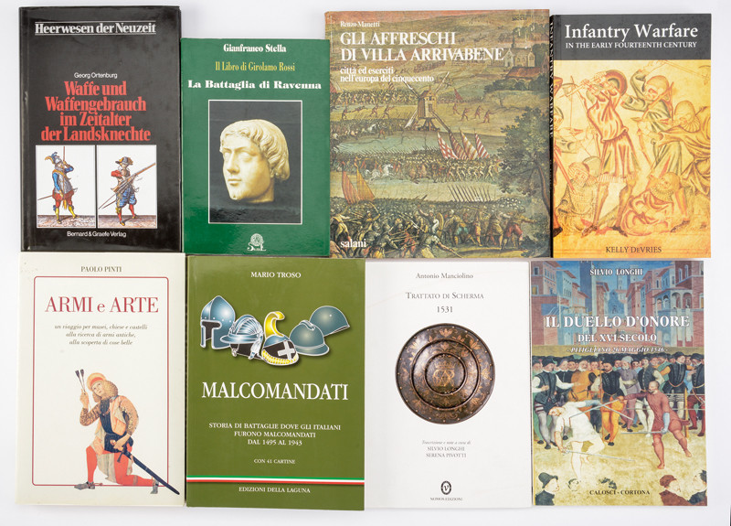 Lotto di otto libri sulla storia delle armi