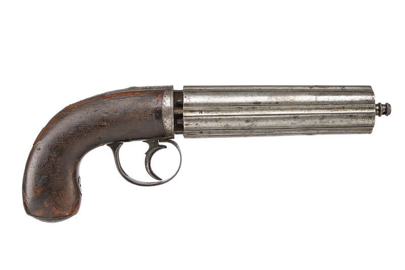 Grande e raro pepperbox revolver a luminello di Cooper