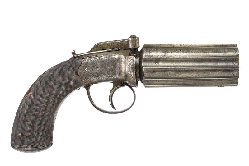 Bel pepperbox revolver a luminello di Witton