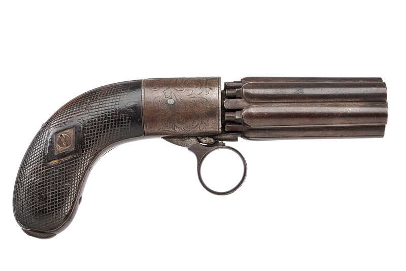 Raro pepperbox a luminello di Mariette con sistema di distribuzione automatica delle capsule