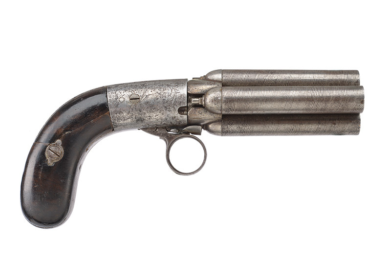 Pepperbox revolver a luminello a quattro canne di Mariette