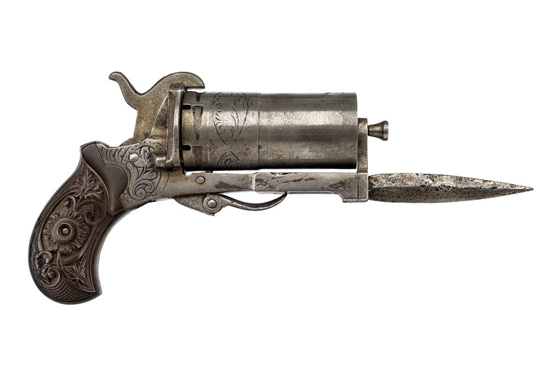 Rarissimo pepperbox revolver a spillo con baionetta