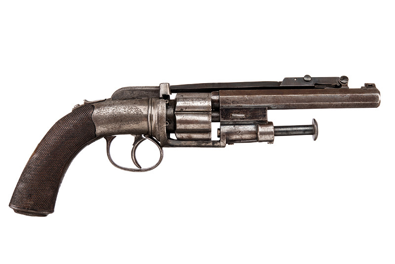 Rarissimo revolver di transizione a luminello di Pattison con baionetta
