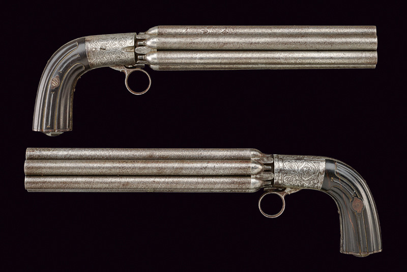 Rarissimo paio di pepperbox a canne lunghe