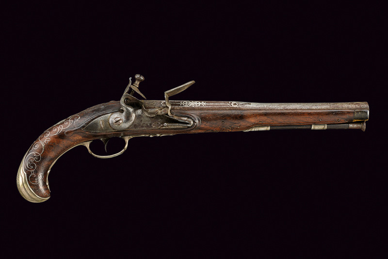 Pistola a pietra focaia con canna turca