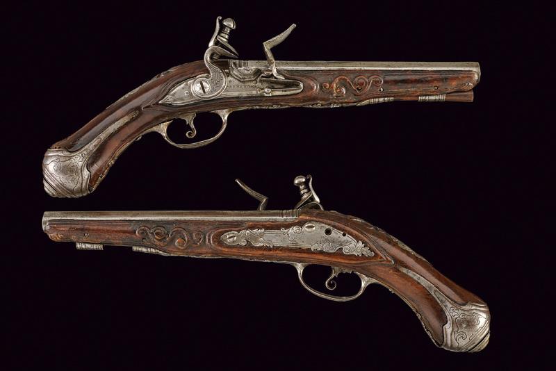 Paio di pistole a pietra focaia di P. Sermenghi