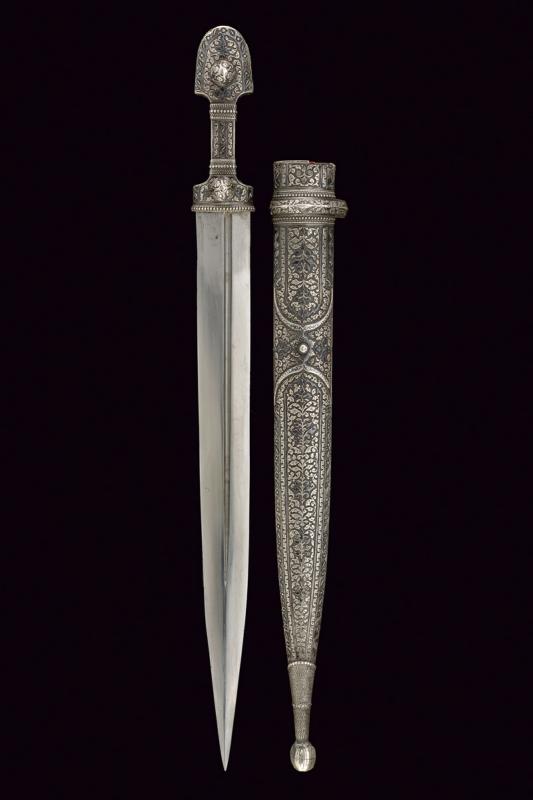 Bellissimo kindjal in argento con dedica