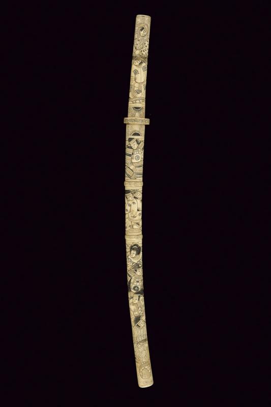 Wakizashi Shinogizukuri con fornimenti intagliati