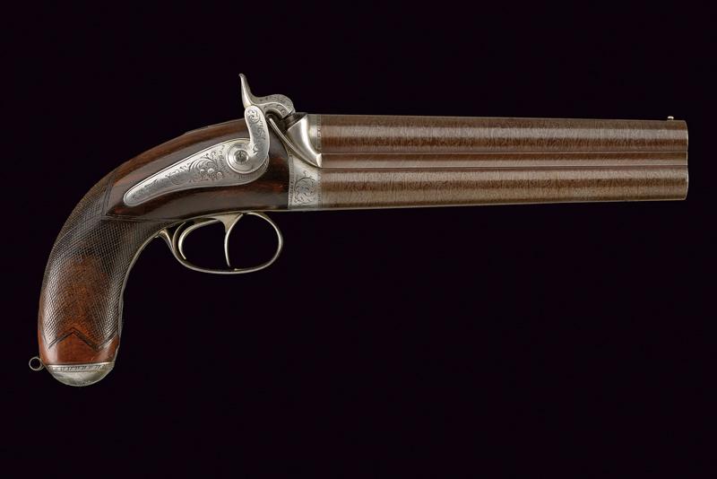 Pistola a canne sovrapposte di Baucheron, sul Mod. 1855 da ufficiale di stato maggiore