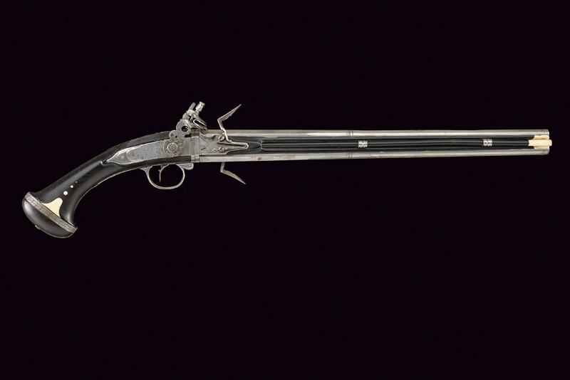 Rarissima pistola a pietra focaia a canne rotanti di Jan Flock 