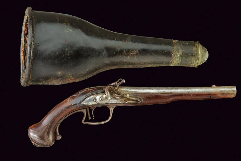 Rarissima pistola a pietra di tipo Ferguson a retrocarica con fonda