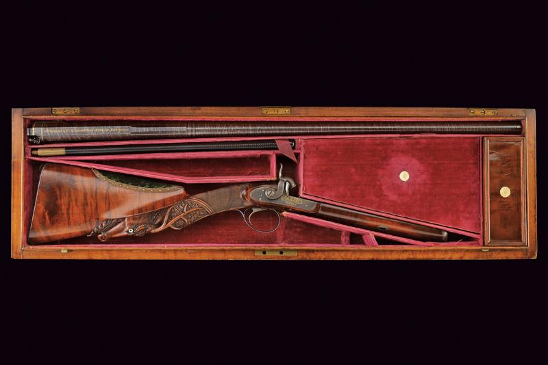 Bellissimo fucile a luminello di Forsyth in cassetta appartenuta ai Principi di Capua